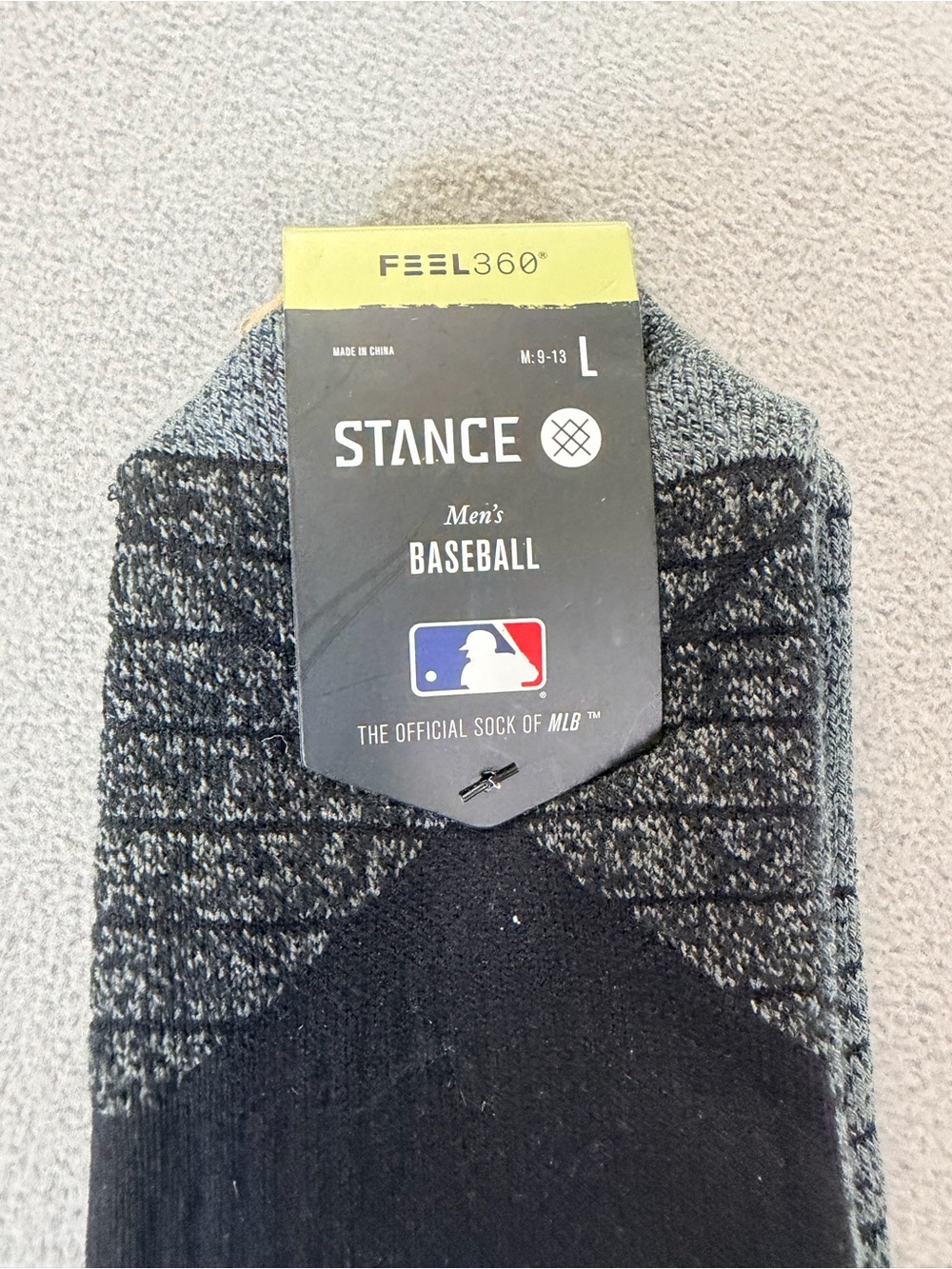 Stance MLB Diamond Pro Solid Color OTC Socks Feel 360 Black Men's L 9-13